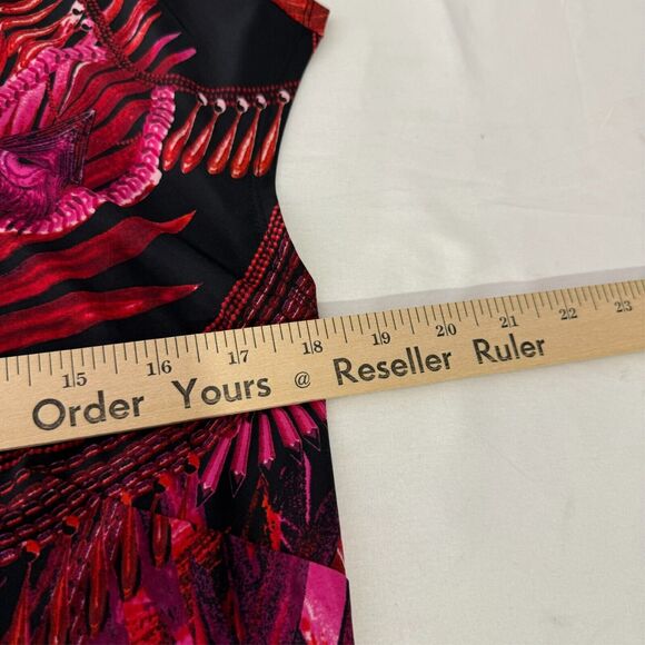 Bob Mackie XS Wearable Art Maxi Dress Tropical Pink Palm Print Statement - Picture 6 of 7